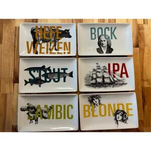 Crate & Barrel Six Pack Beer Sampler Plates Appetizer Dessert Tapas Set 6